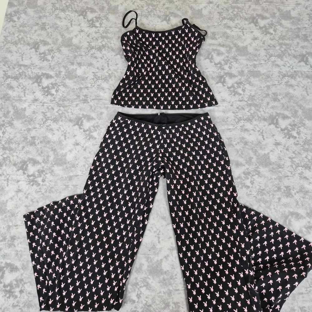 Vintage Playboy Pajama Set Womens Medium Y2K Trashy Chic McBling 2000s Lounge